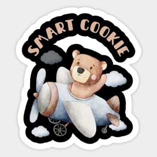 Smart Cookie Sweet little bear flying a helicopter cute baby outfit Sticker